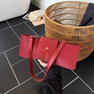 PU Leather Baguette Bag Simple Underarm Shoulder Purse High End French Niche Design For Women Commute Fashion