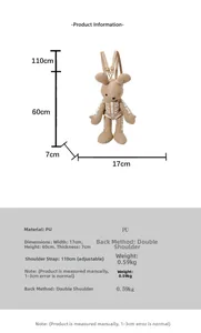 Detailed size chart for rabbit backpack with PU material and adjustable strap specs