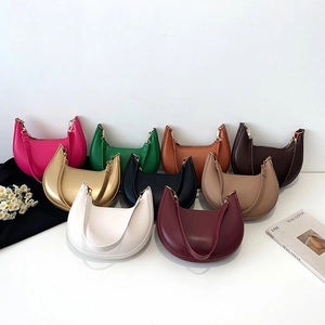 French style crescent hobo underarm bags displayed in nine vibrant leather colors