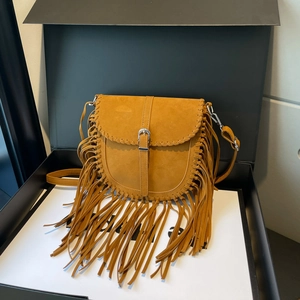 Borsa A Tracolla Da Donna In Finta Pelle Scamosciata Con Frange Borsa A Sella Boho Retrò Con Nappe Regolabile