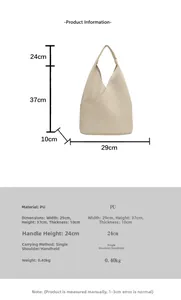 Tabla de tallas detallada para bolso cubo retro de PU con dimensiones y peso