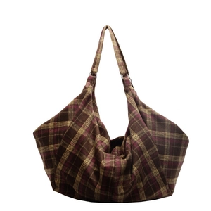 Sac fourre-tout à carreaux classique pour femmes avec grande capacité et motif écossais