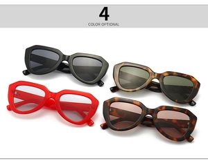 Detailed flat lay of four color options for retro hexagonal chunky frame sunglasses