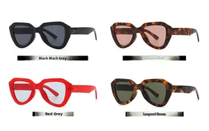 Modern hexagonal sunglasses set with rivet details in multiple color combinations