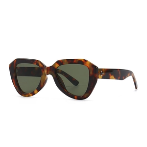 Modern retro hexagonal sunglasses with tortoise shell frame and rivet accents