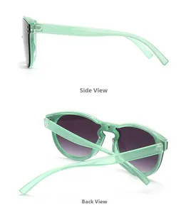 Seiten- und Rückansicht der mintgrünen transparenten Sonnenbrille mit lila Verlauf