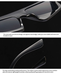 Detail of soft silicone nose pads and ergonomic curved temples on black sunglasses