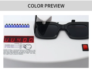 Detailed UV400 protection test demonstrating professional ultraviolet blocking on sunglasses