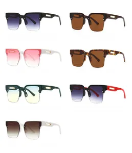 Collection of square sunglasses featuring assorted tinted lenses and gold metal details