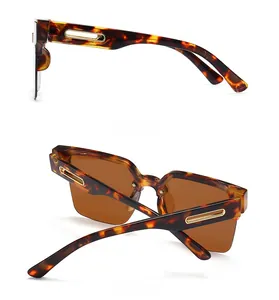 Macro view of vintage tortoiseshell sunglasses with golden metal hollow temple detail