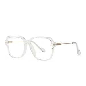 Fashion Large Square Frame Clear Glasses With PC Frame And Metal Temples UV400 Anti Blue Light For Men Women