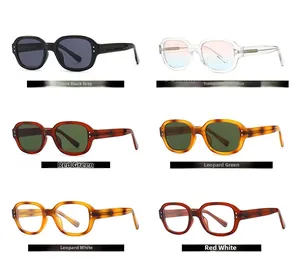 Showcase of vintage oval sunglasses in six colors like leopard and gradient lenses