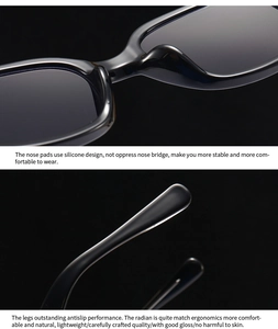 Detail of ergonomic anti-slip temples and silicone nose pads on black sunglasses