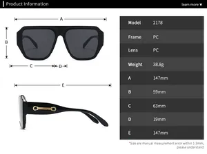 Tableau détaillé des tailles pour lunettes de soleil aviateur avec dimensions de monture