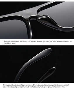 Vue macro des plaquettes de nez en silicone et des branches antidérapantes pour lunettes noires