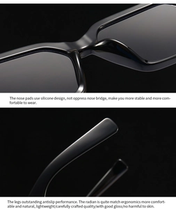 Détail macro des plaquettes en silicone et des branches ergonomiques de lunettes de soleil