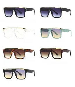 Detailed collection of seven flat-top oversized sunglasses in various frame colors