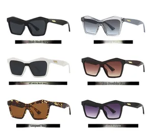 Collection of cat-eye sunglasses with golden hardware accents in six various colors