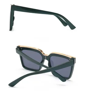 Detail view of cat eye sunglasses showing side temples and back hinge structure