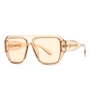 Lunettes de soleil aviateur vintage oversize en champagne transparent et touches dorées