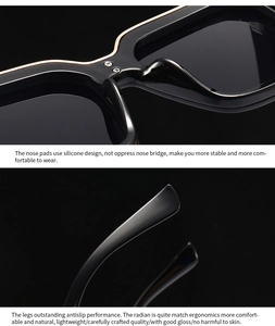 Detail of ergonomic silicone nose pads and non-slip temples of retro cat eye sunglasses