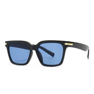 Lunettes de soleil papillon à la mode avec monture en acétate noir et verres bleus