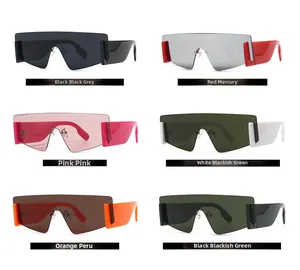 Selezione di sei occhiali da sole a mascherina oversize in varie combinazioni di colori