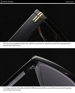 Detail der ovalen Sonnenbrille mit UV-Schutzgläsern und goldenen T-Metall-Scharnieren