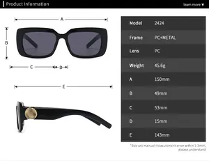 Detailed size chart for retro marble pattern sunglasses with precise frame measurements