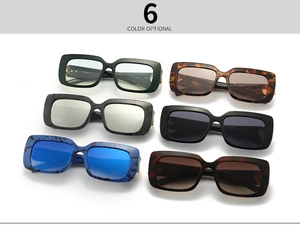 Close-up of 6 colorful marble texture rectangle sunglasses with polished frames