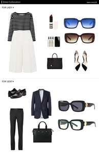 Flat lay of marble pattern sunglasses with stylish fashion outfit collocation