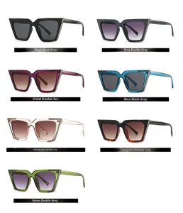 Detailed grid of cat-eye sunglasses showcasing seven trendy frame colors and tinted lenses