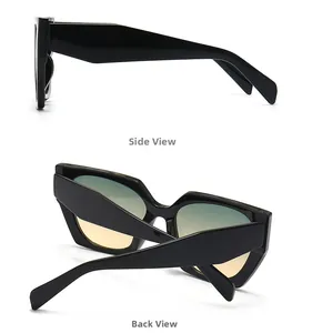 Vues latérales et arrière détaillées de lunettes de soleil noires à verres dégradés