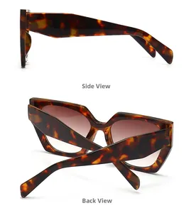 Vue détaillée des lunettes de soleil œil-de-chat en écaille avec verres dégradés de profil