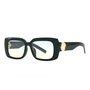 Retro Rectangle Sunglasses UV400 Polarized PC Frame Metal Decoration Fashion Marble Pattern Trendy Eyewear