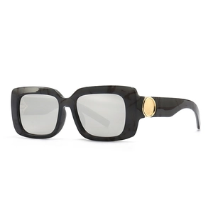 Modern marble pattern rectangular sunglasses with gold hinge detail in 45-degree view