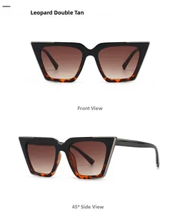 Modern cat-eye sunglasses with leopard print frame and brown gradient lenses