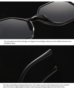 Detail view of ergonomic silicone nose pads and anti-slip temples on black eyewear frame