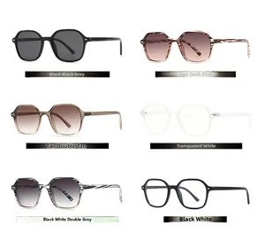 Selection of six square frame sunglasses in black, tortoiseshell and clear finishes
