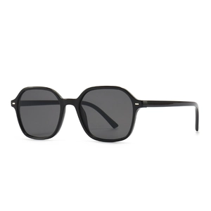 Retro black hexagonal anti-blue light glasses with silver rivet accents at 45 degree angle