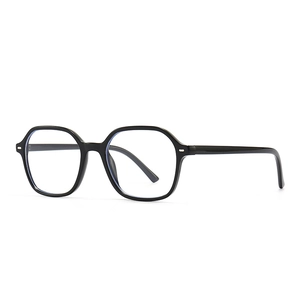 Retro black hexagonal anti-blue light glasses with metal rivet detail on frame