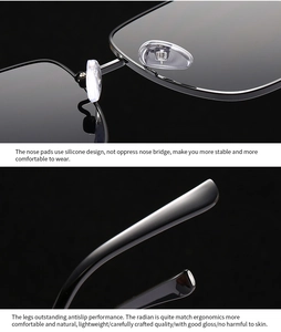 Détails des plaquettes en silicone et des embouts de branches pour lunettes de soleil