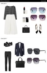 Mise en page de mode montrant des lunettes de soleil rétro avec des tenues élégantes