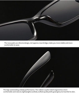 Detail of ergonomic silicone nose pads and anti-slip temples on black cat eye sunglasses