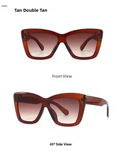 Lunettes de soleil œil de chat double bronzage, vues de face et à 45 degrés