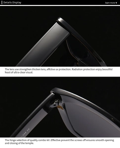 Détail de lunettes œil de chat montrant les verres renforcés et la charnière métallique