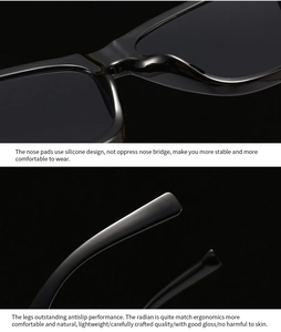 Detail view of silicone nose pads and non-slip ergonomic temples on black cat eye sunglasses