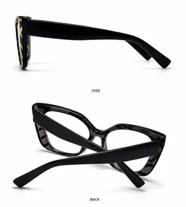 Πλευρική και πίσω όψη των ρετρό γυαλιών cat-eye κατά του μπλε φωτός σε ταρταρούγα και γκρι