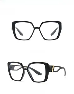 Detailed front and 45-degree side view of black square cat-eye blue light blocking glasses