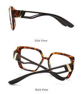 Detailed side and back view of tortoiseshell cat-eye glasses with hollow metal temples